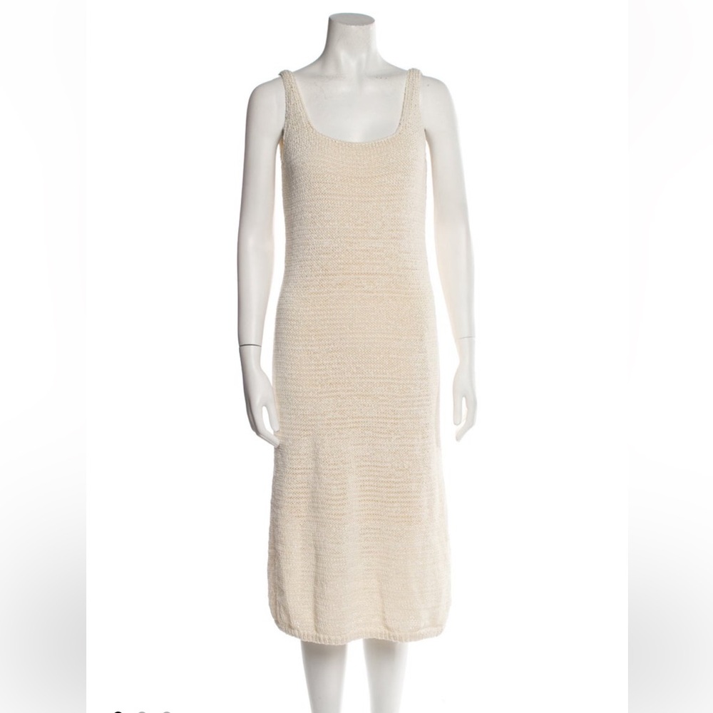 Elegant Cream Knit Midi Dress